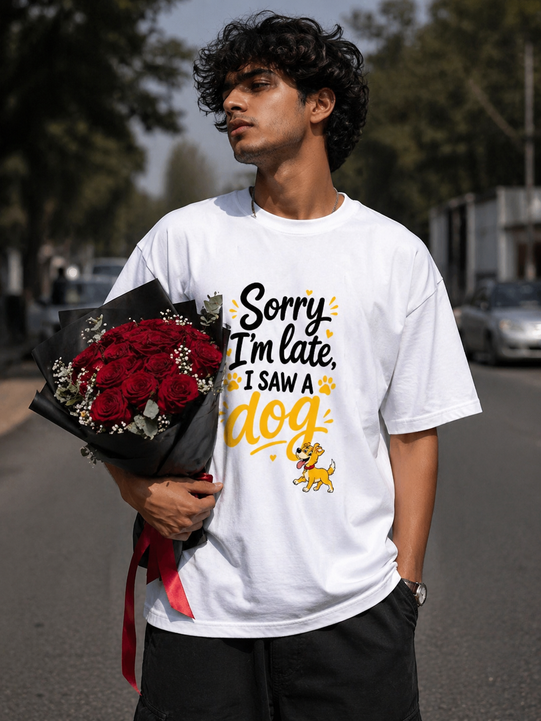 Dog Print Oversized T-Shirt | 240 GSM Cotton | 5 Colors | Unisex