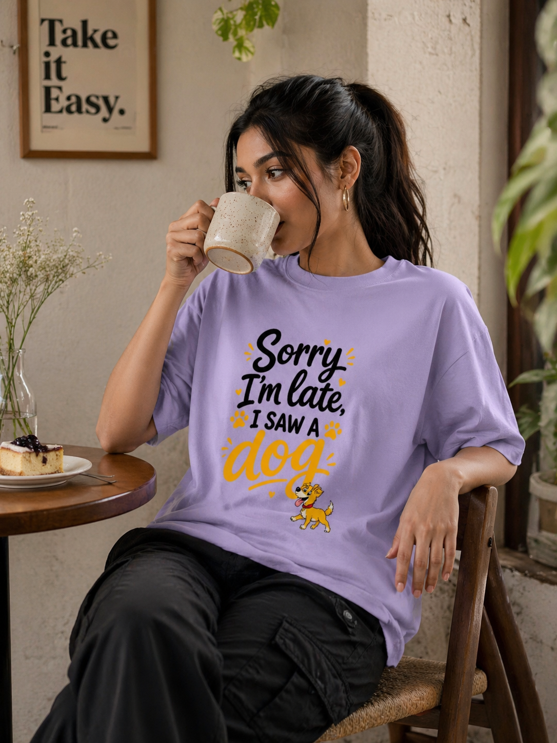Dog Print Oversized T-Shirt | 240 GSM Cotton | 5 Colors | Unisex