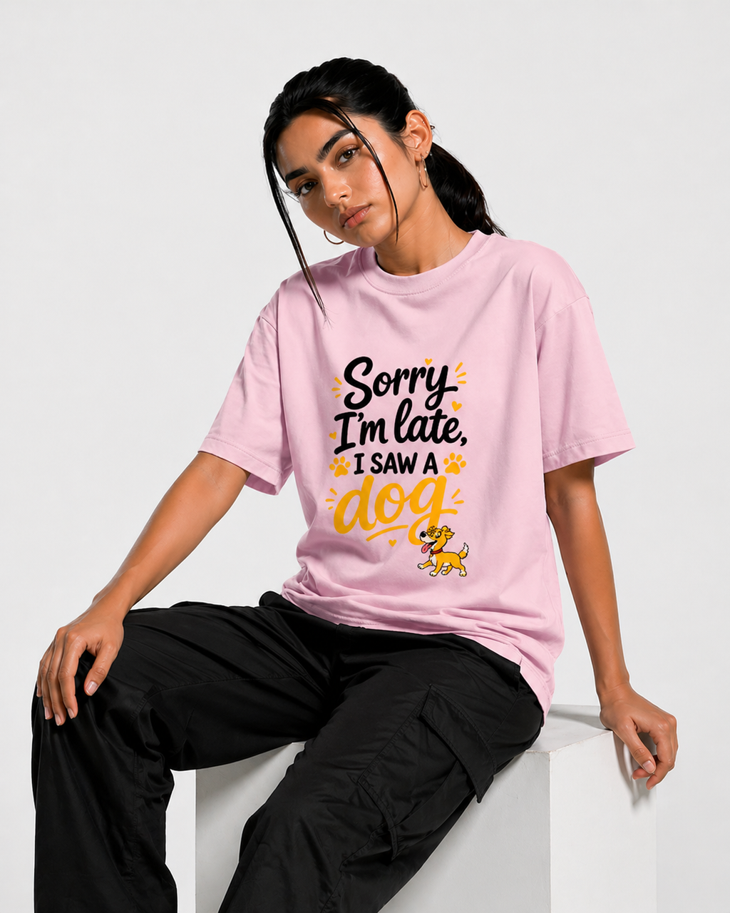 Dog Print Oversized T-Shirt | 240 GSM Cotton | 5 Colors | Unisex