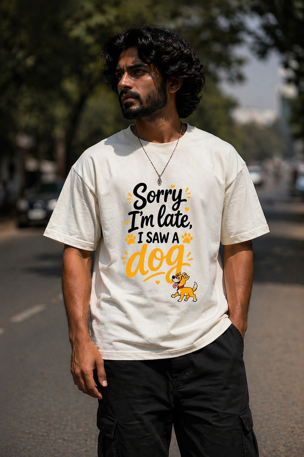 Dog Print Oversized T-Shirt | 240 GSM Cotton | 5 Colors | Unisex