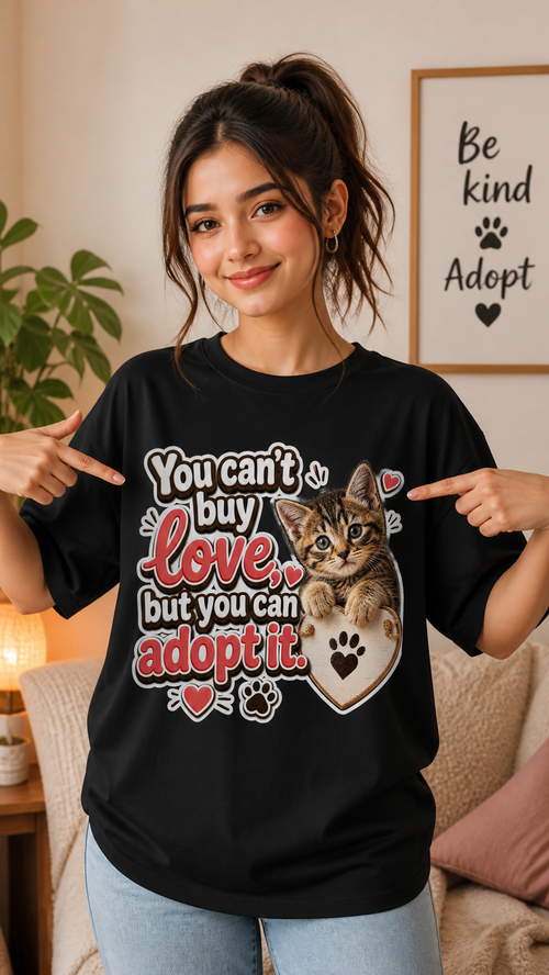 Cat Print Oversized T-Shirt | 180 GSM Cotton | 4 Colors | Unisex