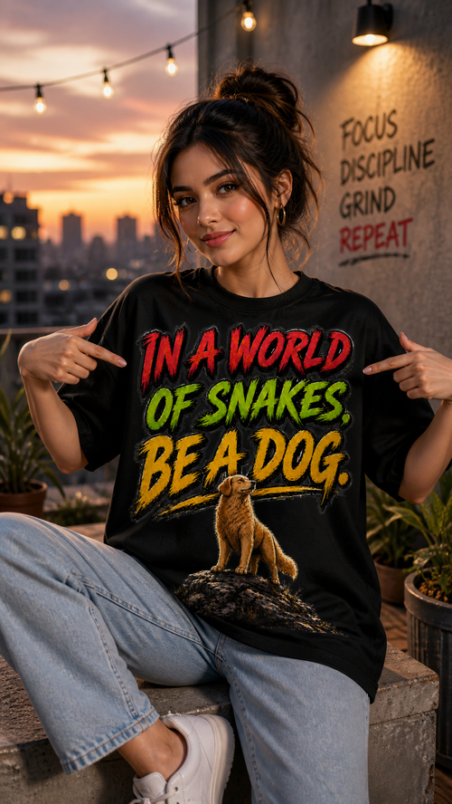 Dog Print Classic Oversized T-Shirt | 240 GSM Cotton | 16 Colors | Unisex