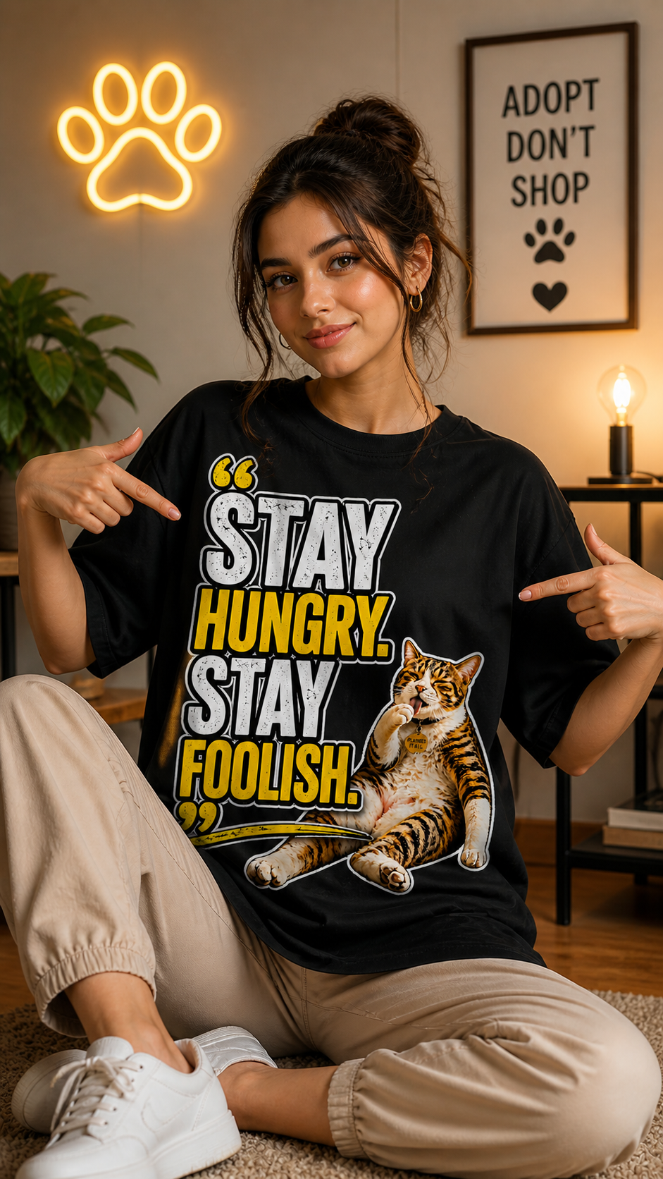 Cat Lover Oversized T-Shirt | 180 GSM Cotton | 6 Colors | Unisex
